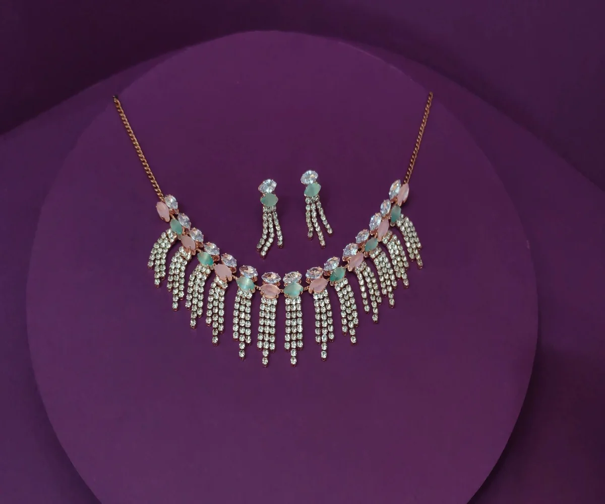 Italian Pink and Green Pearled Necklace