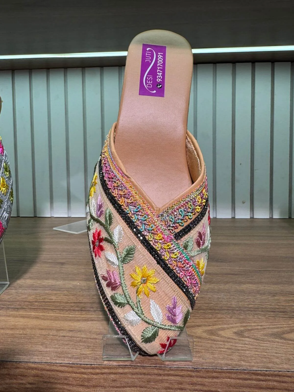 Floral Elegant Grace – Beaded Blush Block Heels
