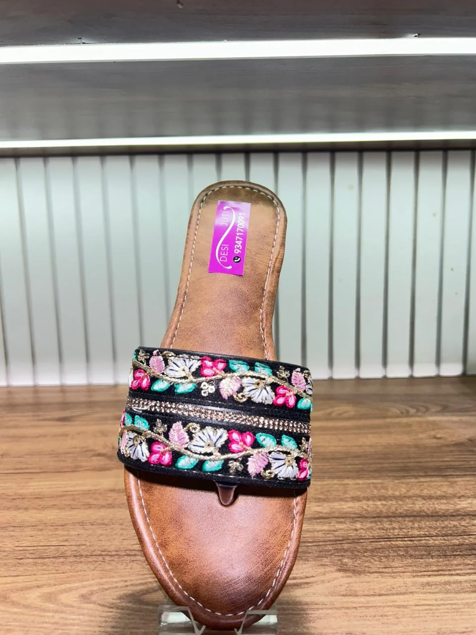 DesiFlora Duo – Embroidered Twin-Strap Sandals in Rustic Charm